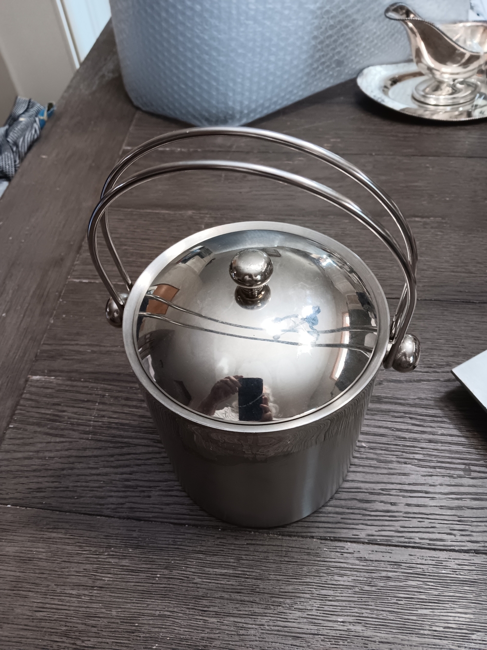 Unk Stainless Steel Ice Bucket with Handle - Silver